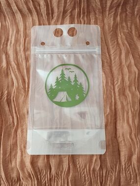Drink Pouches Outdoors with Green Camping Logo